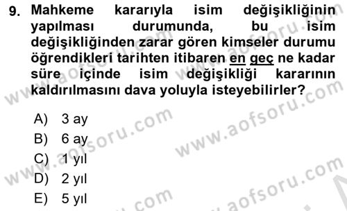 Hukukun Temel Kavramları 2 Dersi 2022 - 2023 Yılı (Final) Dönem Sonu Sınav Soruları 9. Soru