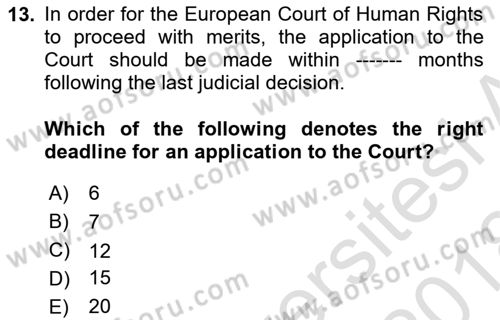 Introduction to Law Dersi 2017 - 2018 Yılı (Vize) Ara Sınavı 13. Soru