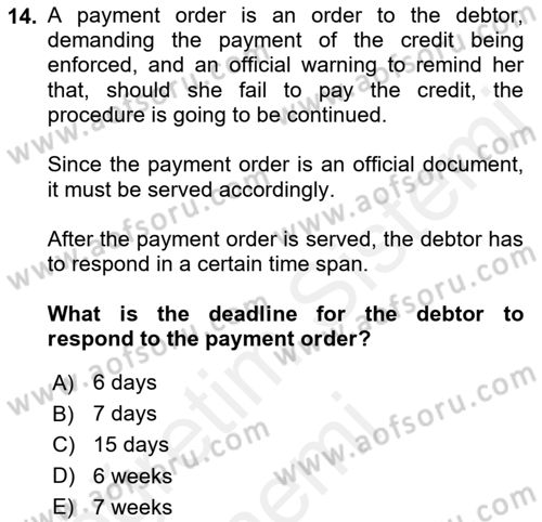 Introduction to Law Dersi 2017 - 2018 Yılı (Final) Dönem Sonu Sınav Soruları 14. Soru