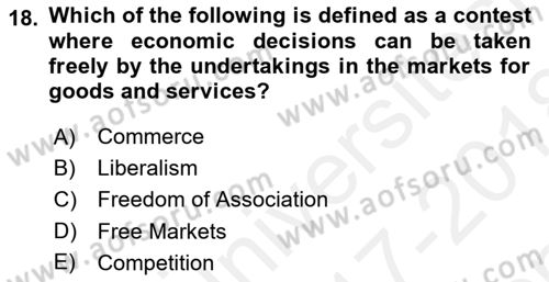 Introduction to Law Dersi 2017 - 2018 Yılı (Final) Dönem Sonu Sınav Soruları 18. Soru
