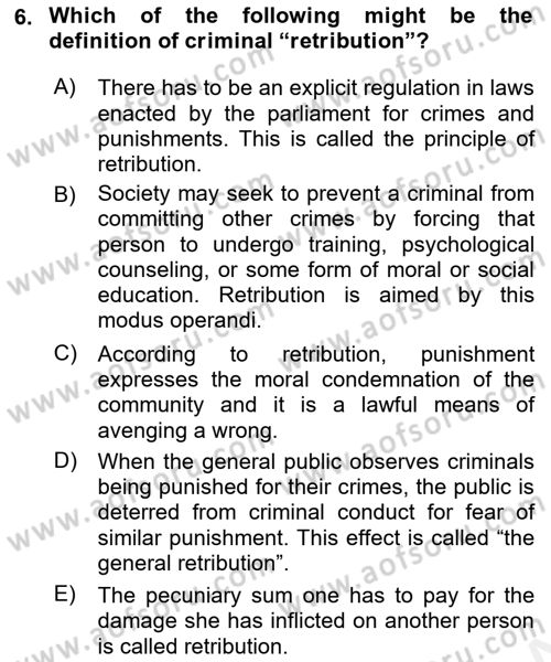 Introduction to Law Dersi 2017 - 2018 Yılı (Final) Dönem Sonu Sınav Soruları 6. Soru