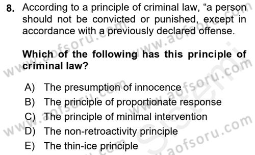Introduction to Law Dersi 2017 - 2018 Yılı (Final) Dönem Sonu Sınav Soruları 8. Soru