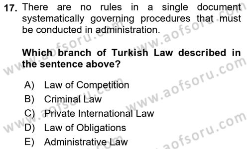 Introduction to Law Dersi Ara Sınavı Deneme Sınav Soruları 17. Soru