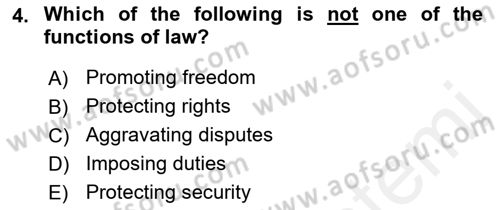 Introduction to Law Dersi 2018 - 2019 Yılı (Vize) Ara Sınav Soruları 4. Soru