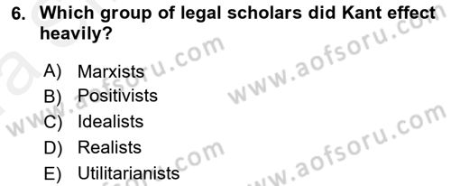 Introduction to Law Dersi Ara Sınavı Deneme Sınav Soruları 6. Soru