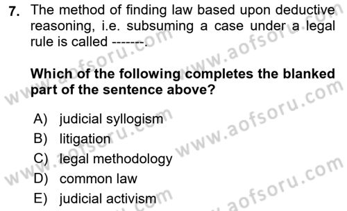 Introduction to Law Dersi 2018 - 2019 Yılı (Vize) Ara Sınav Soruları 7. Soru