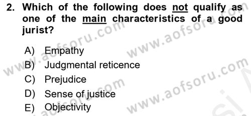 Introduction to Law Dersi 2018 - 2019 Yılı (Final) Dönem Sonu Sınav Soruları 2. Soru