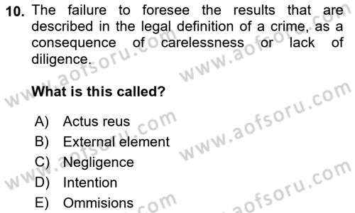 Introduction to Law Dersi 2018 - 2019 Yılı Yaz Okulu Sınav Soruları 10. Soru