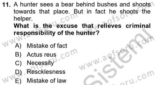 Introduction to Law Dersi 2018 - 2019 Yılı Yaz Okulu Sınav Soruları 11. Soru