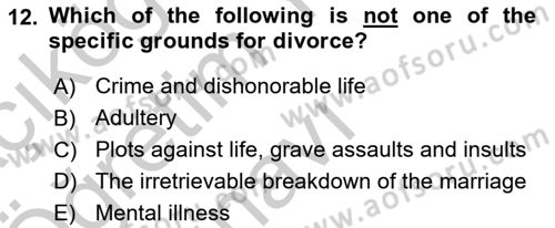 Introduction to Law Dersi 2018 - 2019 Yılı Yaz Okulu Sınav Soruları 12. Soru