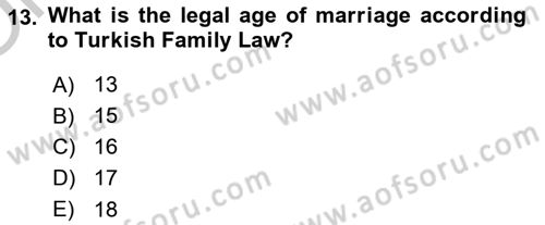 Introduction to Law Dersi 2018 - 2019 Yılı Yaz Okulu Sınav Soruları 13. Soru