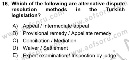 Introduction to Law Dersi 2018 - 2019 Yılı Yaz Okulu Sınav Soruları 16. Soru