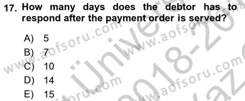 Introduction to Law Dersi 2018 - 2019 Yılı Yaz Okulu Sınav Soruları 17. Soru