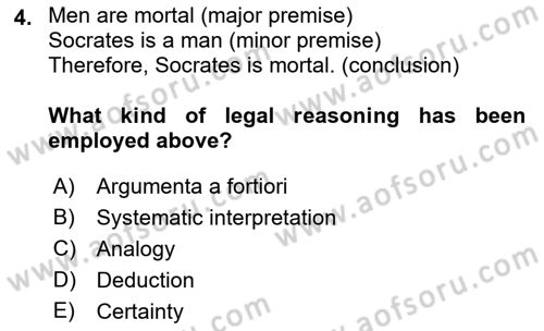 Introduction to Law Dersi 2018 - 2019 Yılı Yaz Okulu Sınav Soruları 4. Soru