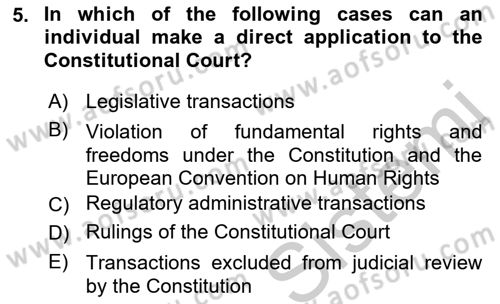 Introduction to Law Dersi 2018 - 2019 Yılı Yaz Okulu Sınav Soruları 5. Soru