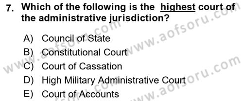 Introduction to Law Dersi 2018 - 2019 Yılı Yaz Okulu Sınav Soruları 7. Soru