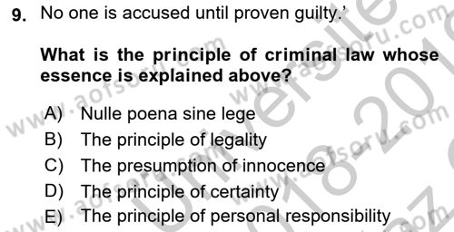 Introduction to Law Dersi 2018 - 2019 Yılı Yaz Okulu Sınav Soruları 9. Soru