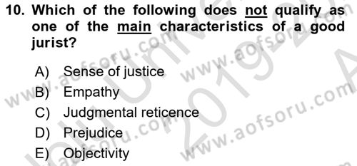 Introduction to Law Dersi 2019 - 2020 Yılı (Vize) Ara Sınav Soruları 10. Soru