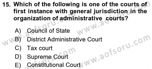 Introduction to Law Dersi 2019 - 2020 Yılı (Vize) Ara Sınav Soruları 15. Soru