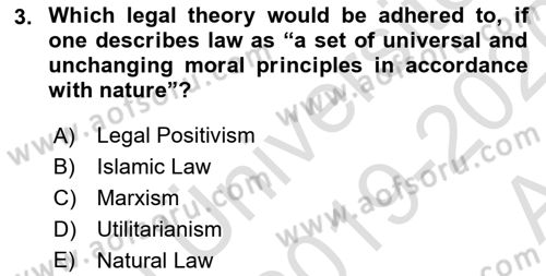 Introduction to Law Dersi Ara Sınavı Deneme Sınav Soruları 3. Soru