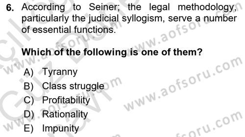 Introduction to Law Dersi Ara Sınavı Deneme Sınav Soruları 6. Soru