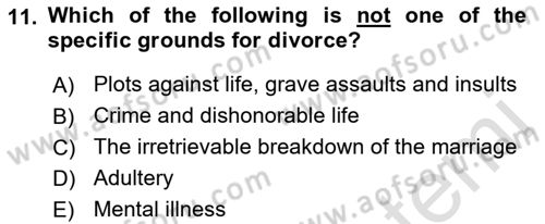 Introduction to Law Dersi 2019 - 2020 Yılı (Final) Dönem Sonu Sınav Soruları 11. Soru