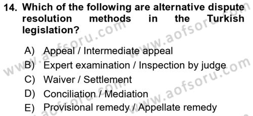 Introduction to Law Dersi 2019 - 2020 Yılı (Final) Dönem Sonu Sınav Soruları 14. Soru