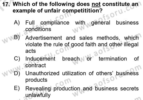 Introduction to Law Dersi 2019 - 2020 Yılı (Final) Dönem Sonu Sınav Soruları 17. Soru
