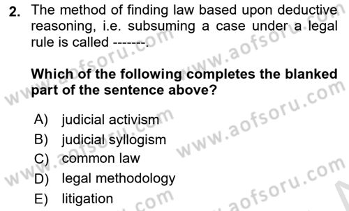 Introduction to Law Dersi 2019 - 2020 Yılı (Final) Dönem Sonu Sınav Soruları 2. Soru