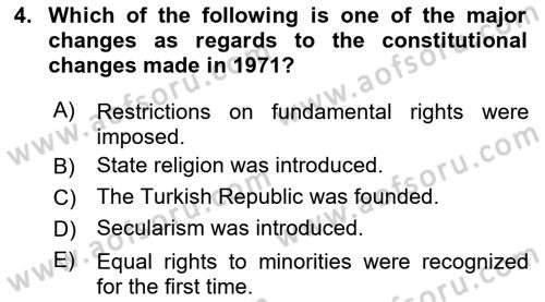 Introduction to Law Dersi 2019 - 2020 Yılı (Final) Dönem Sonu Sınav Soruları 4. Soru