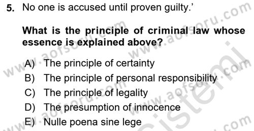 Introduction to Law Dersi 2019 - 2020 Yılı (Final) Dönem Sonu Sınav Soruları 5. Soru
