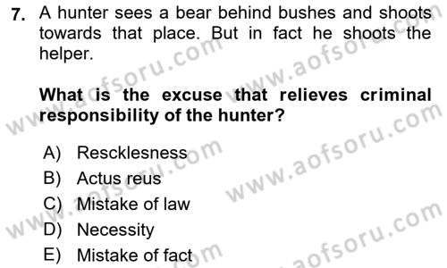 Introduction to Law Dersi 2019 - 2020 Yılı (Final) Dönem Sonu Sınav Soruları 7. Soru