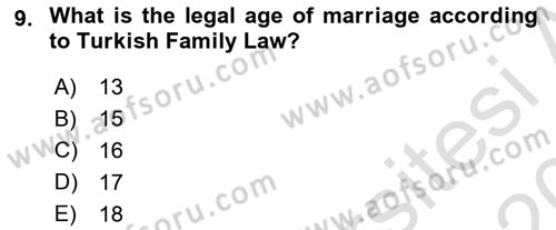 Introduction to Law Dersi 2019 - 2020 Yılı (Final) Dönem Sonu Sınav Soruları 9. Soru