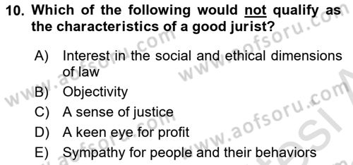 Introduction to Law Dersi 2021 - 2022 Yılı (Vize) Ara Sınav Soruları 10. Soru