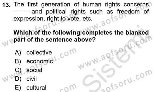Introduction to Law Dersi 2021 - 2022 Yılı (Vize) Ara Sınav Soruları 13. Soru