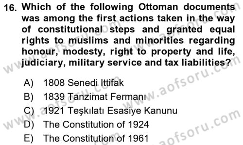 Introduction to Law Dersi Ara Sınavı Deneme Sınav Soruları 16. Soru