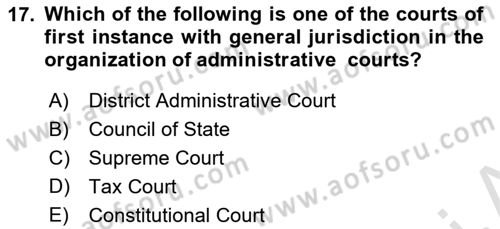 Introduction to Law Dersi 2021 - 2022 Yılı (Vize) Ara Sınav Soruları 17. Soru