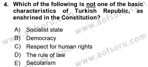 Introduction to Law Dersi 2021 - 2022 Yılı (Vize) Ara Sınav Soruları 4. Soru