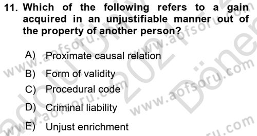 Introduction to Law Dersi 2021 - 2022 Yılı (Final) Dönem Sonu Sınav Soruları 11. Soru