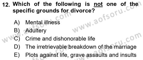 Introduction to Law Dersi 2021 - 2022 Yılı (Final) Dönem Sonu Sınav Soruları 12. Soru