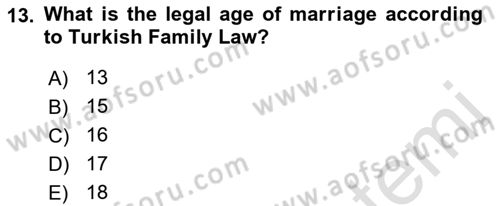 Introduction to Law Dersi 2021 - 2022 Yılı (Final) Dönem Sonu Sınav Soruları 13. Soru