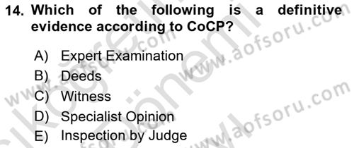 Introduction to Law Dersi 2021 - 2022 Yılı (Final) Dönem Sonu Sınav Soruları 14. Soru