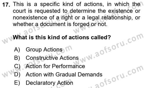 Introduction to Law Dersi 2021 - 2022 Yılı (Final) Dönem Sonu Sınav Soruları 17. Soru