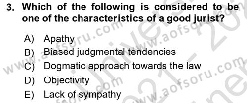 Introduction to Law Dersi 2021 - 2022 Yılı (Final) Dönem Sonu Sınav Soruları 3. Soru