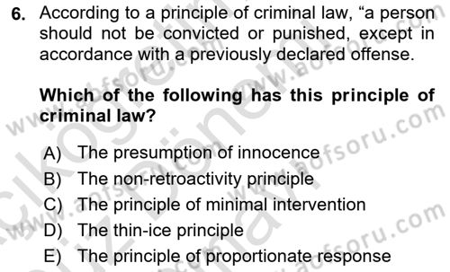 Introduction to Law Dersi 2021 - 2022 Yılı (Final) Dönem Sonu Sınav Soruları 6. Soru