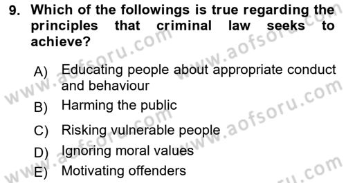 Introduction to Law Dersi 2021 - 2022 Yılı (Final) Dönem Sonu Sınav Soruları 9. Soru