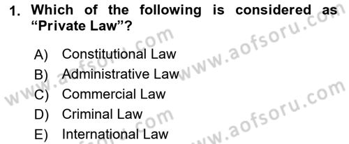 Introduction to Law Dersi 2021 - 2022 Yılı Yaz Okulu Sınav Soruları 1. Soru