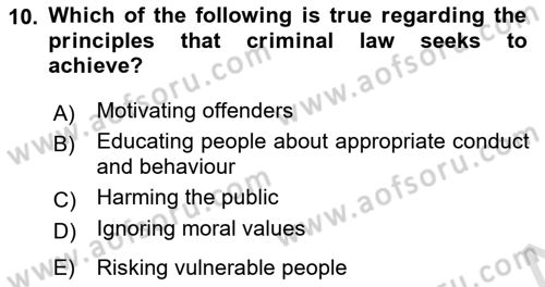 Introduction to Law Dersi 2021 - 2022 Yılı Yaz Okulu Sınav Soruları 10. Soru