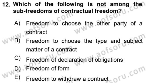 Introduction to Law Dersi 2021 - 2022 Yılı Yaz Okulu Sınav Soruları 12. Soru