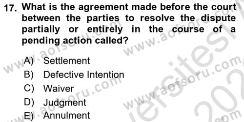 Introduction to Law Dersi 2021 - 2022 Yılı Yaz Okulu Sınav Soruları 17. Soru